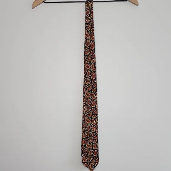 The Burlington Knot By J. Press Paisley Patterned Tie - Black, Red, Gold
